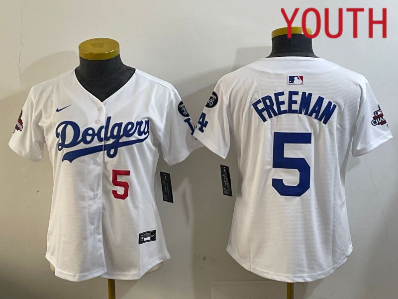 Youth Los Angeles Dodgers #5 Freeman White Game 2024 Nike MLB Jersey style 12095